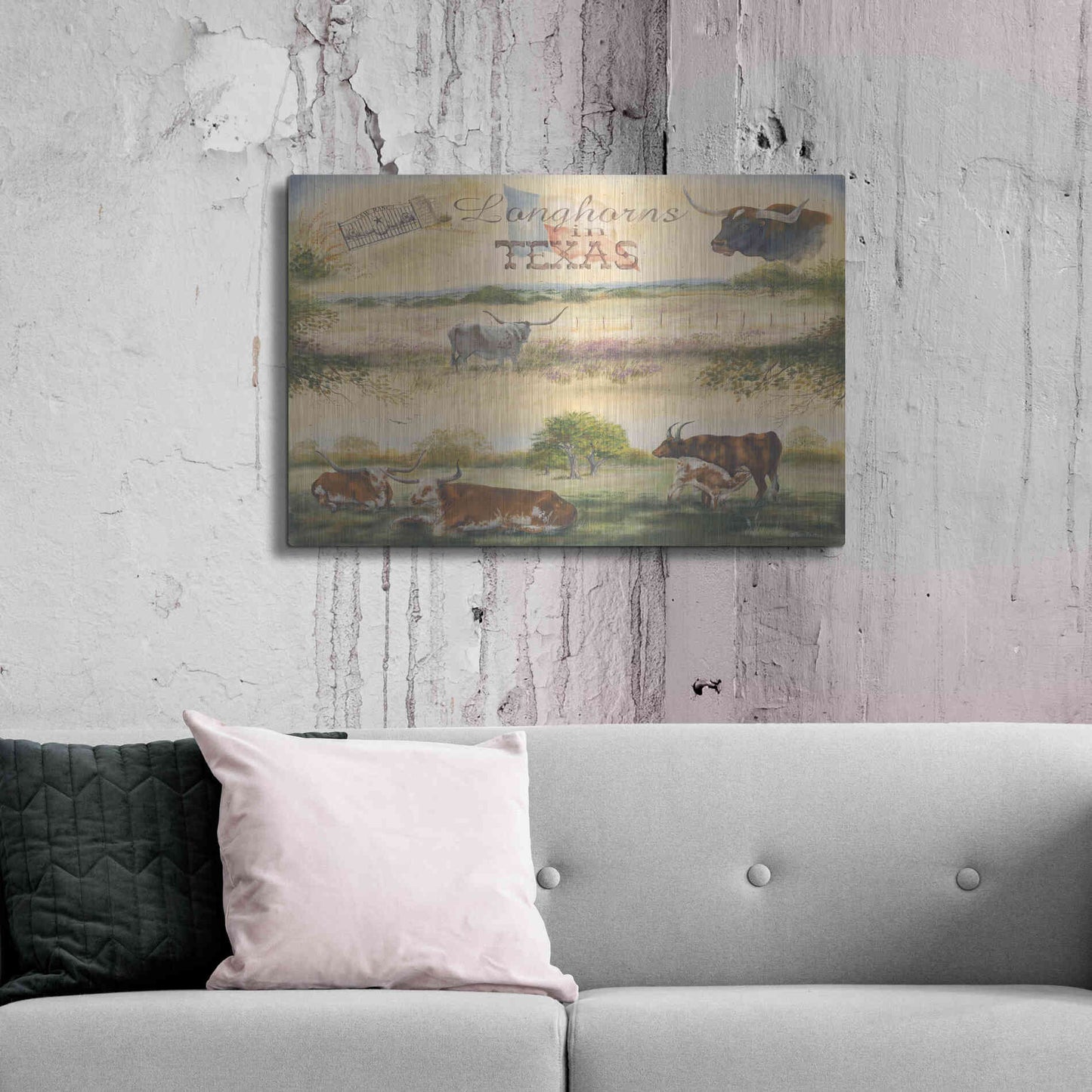 Luxe Metal Art 'Texas Collision V' by Pam Britton, Metal Wall Art,36x24
