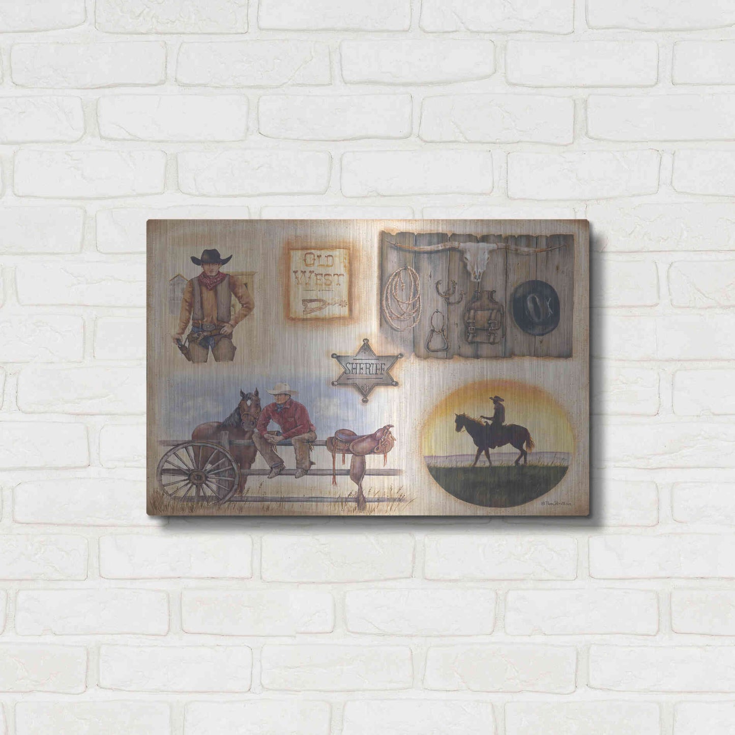Luxe Metal Art 'Western I' by Pam Britton, Metal Wall Art,24x16