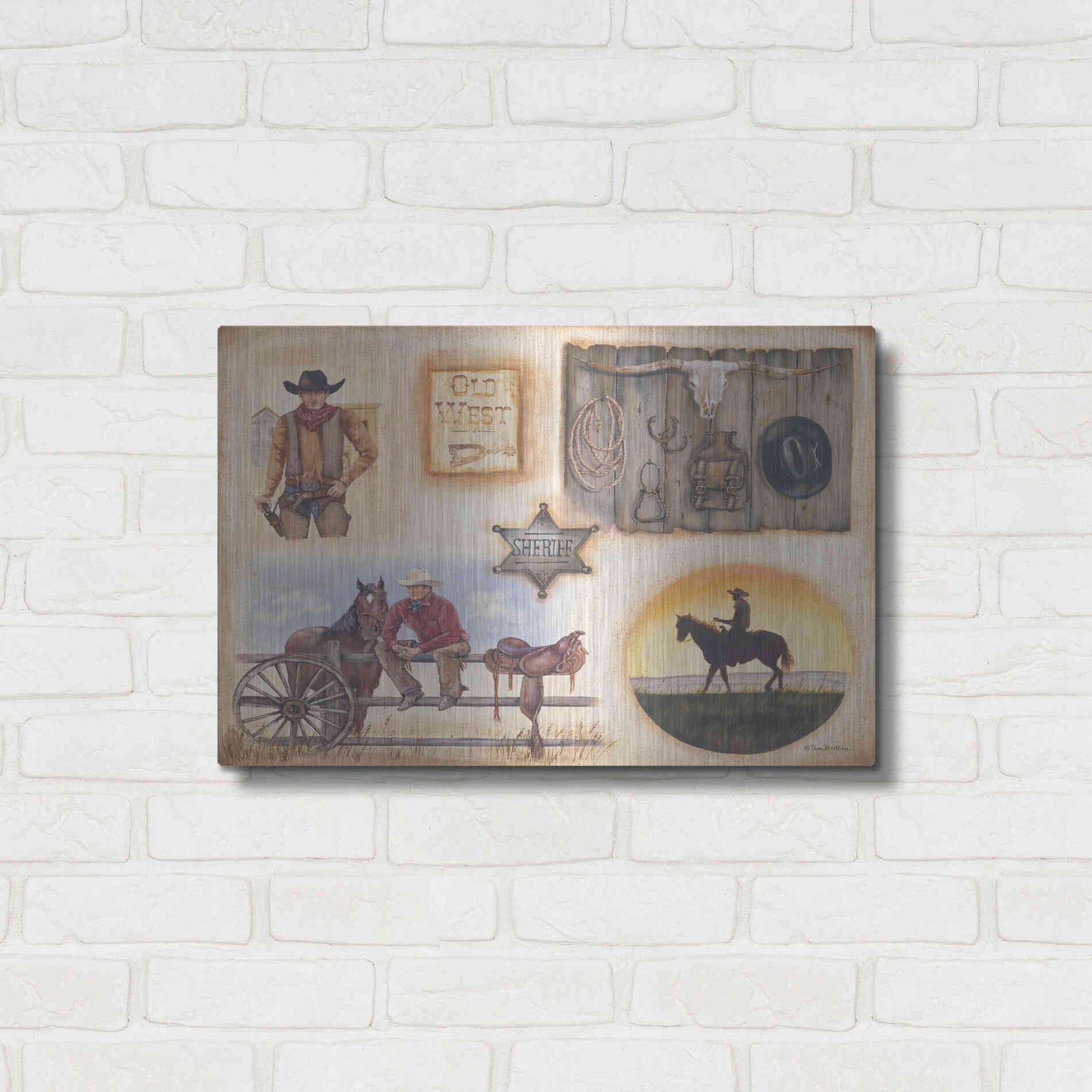 Luxe Metal Art 'Western I' by Pam Britton, Metal Wall Art,24x16