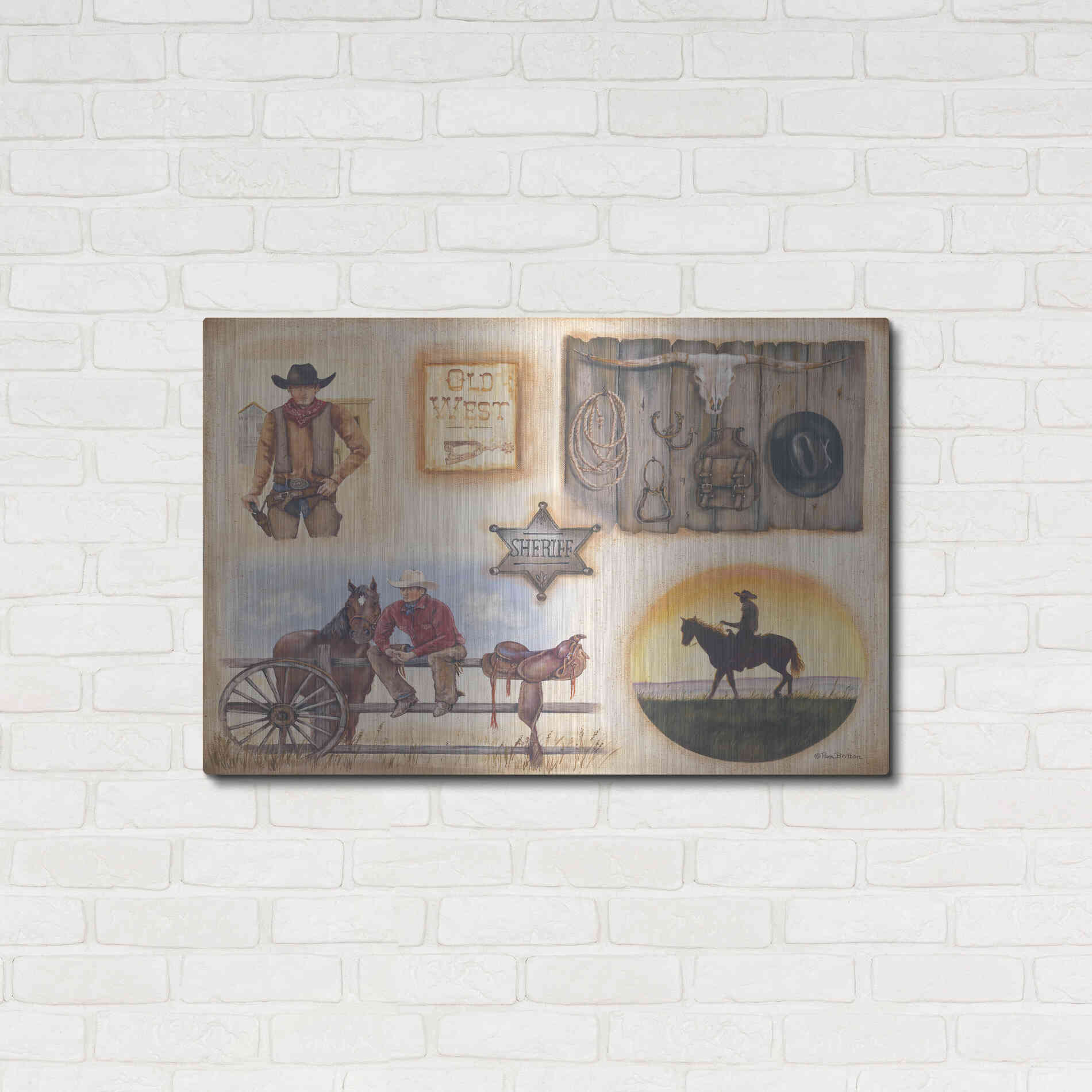 Luxe Metal Art 'Western I' by Pam Britton, Metal Wall Art,36x24