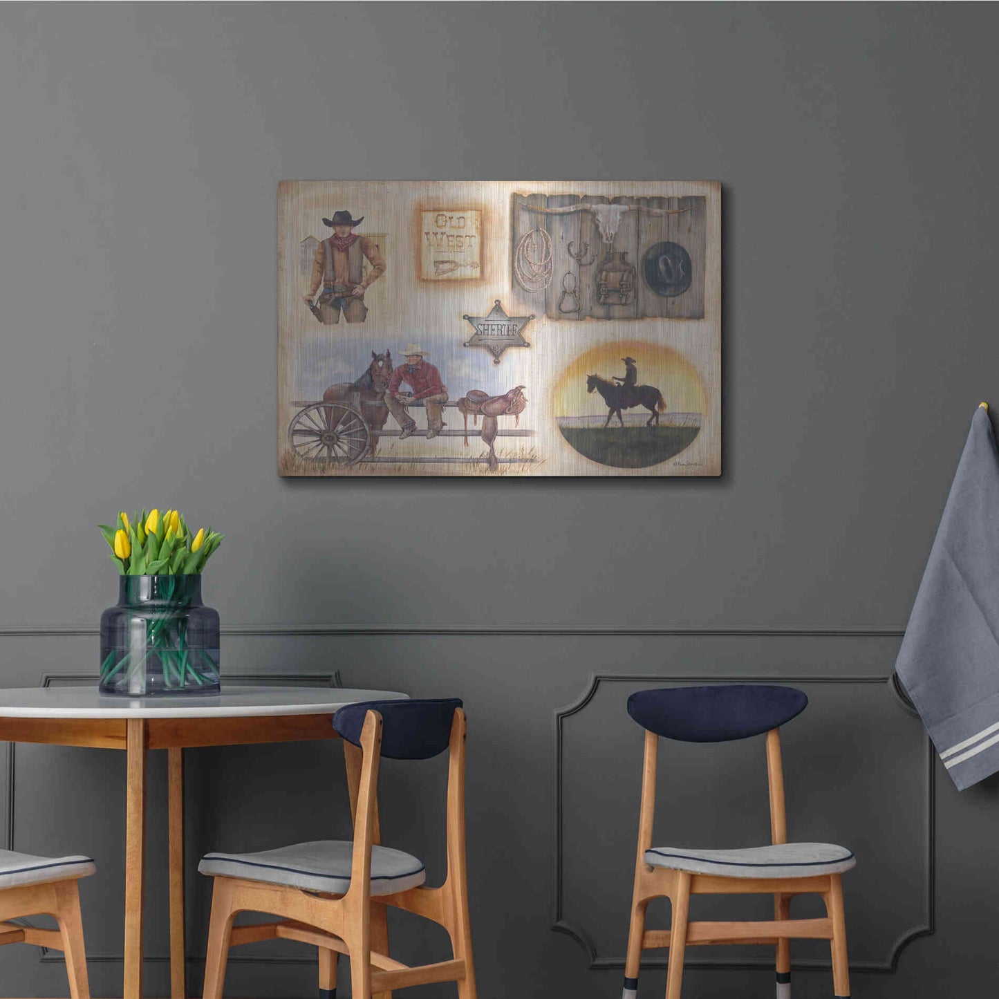 Luxe Metal Art 'Western I' by Pam Britton, Metal Wall Art,36x24
