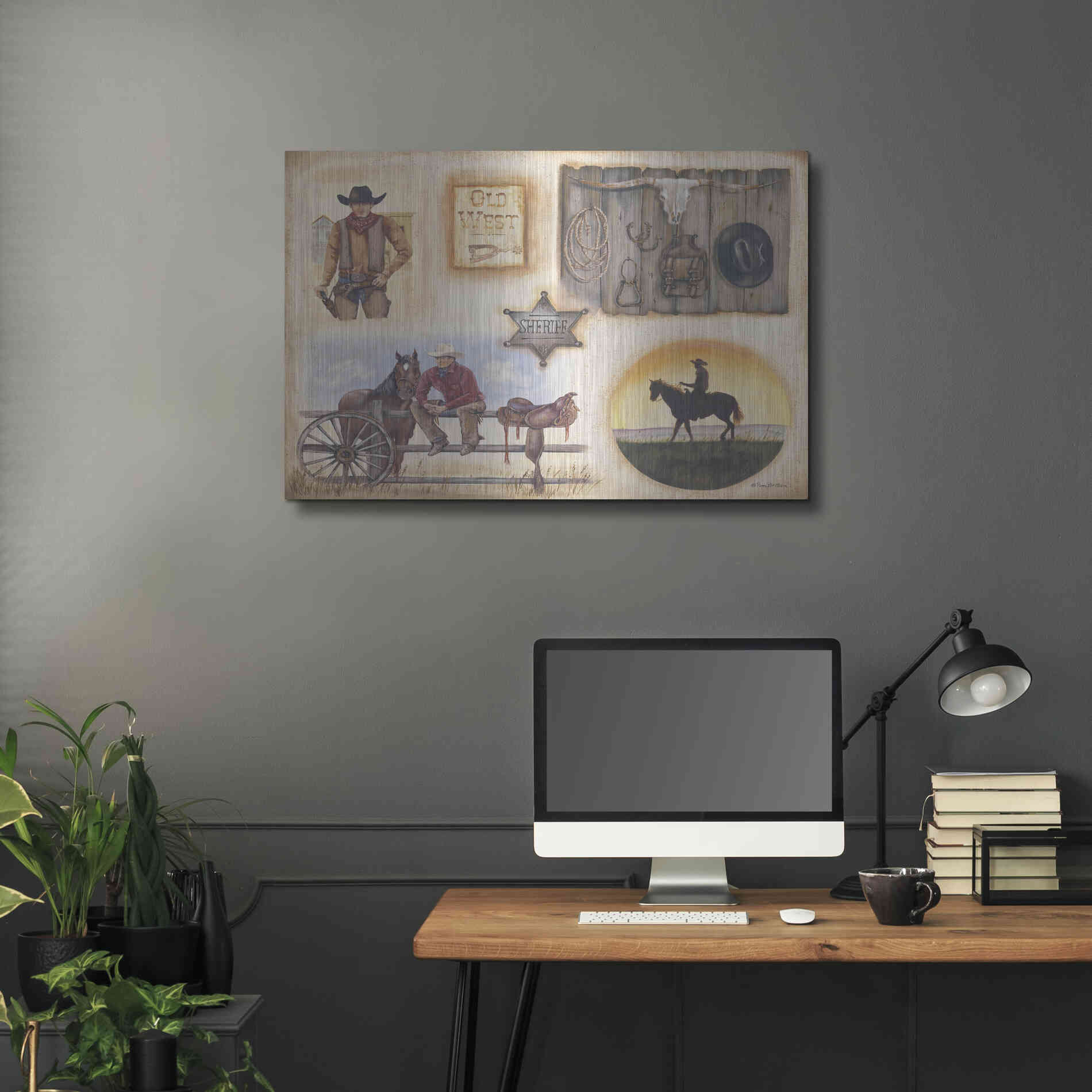 Luxe Metal Art 'Western I' by Pam Britton, Metal Wall Art,36x24
