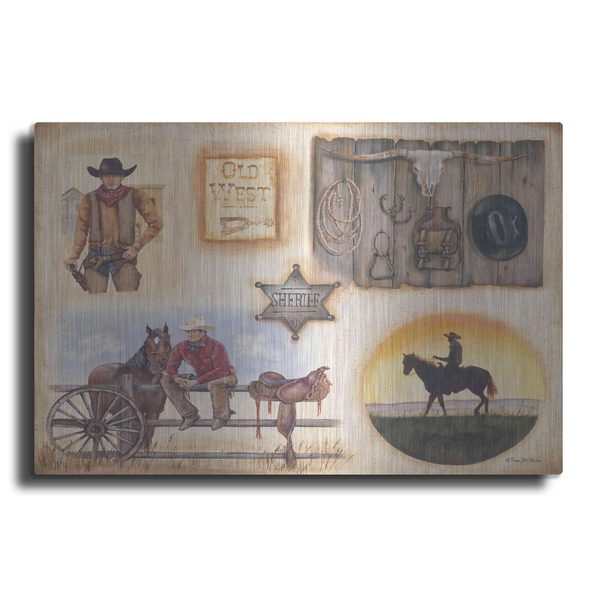 Luxe Metal Art 'Western I' by Pam Britton, Metal Wall Art