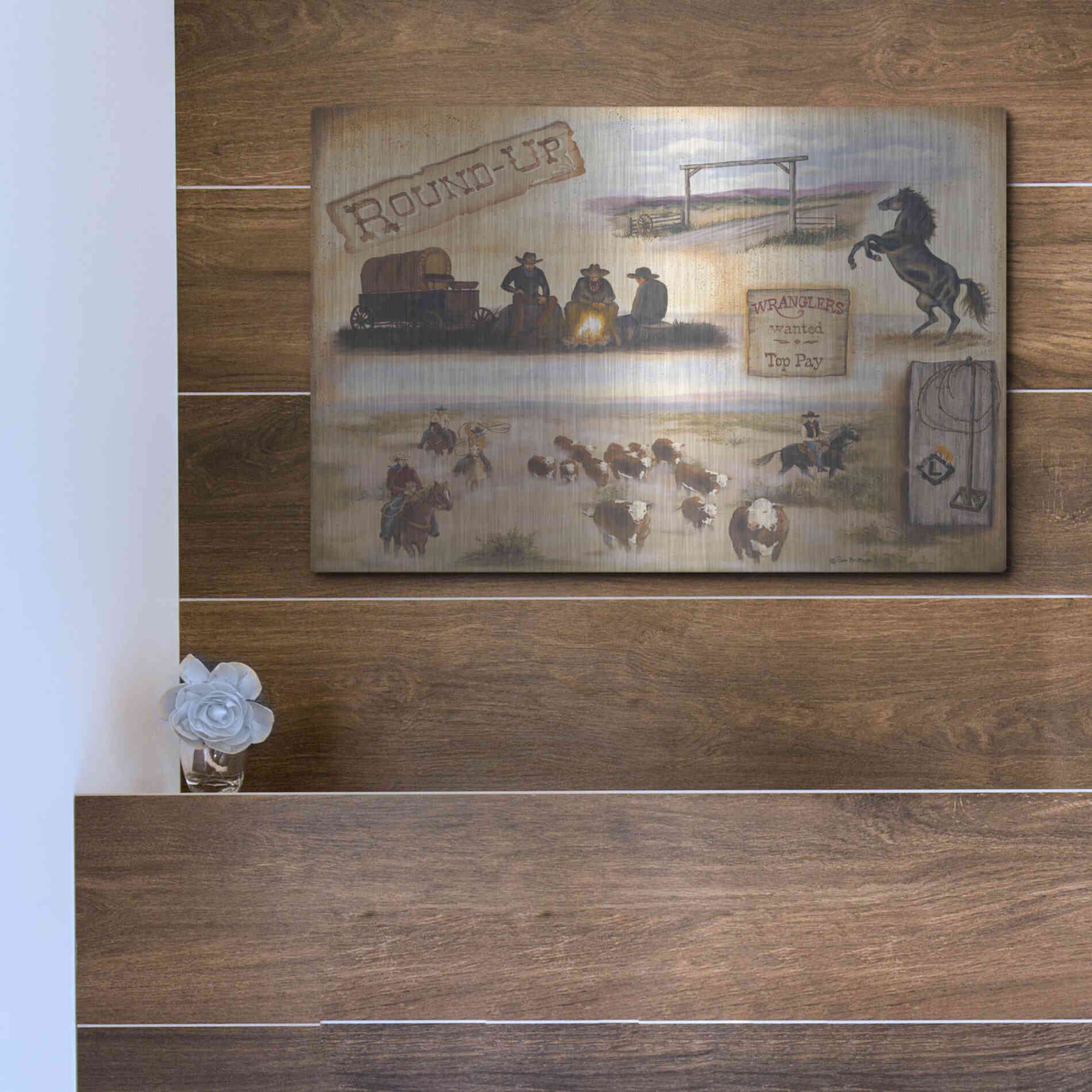 Luxe Metal Art 'Western II' by Pam Britton, Metal Wall Art,16x12