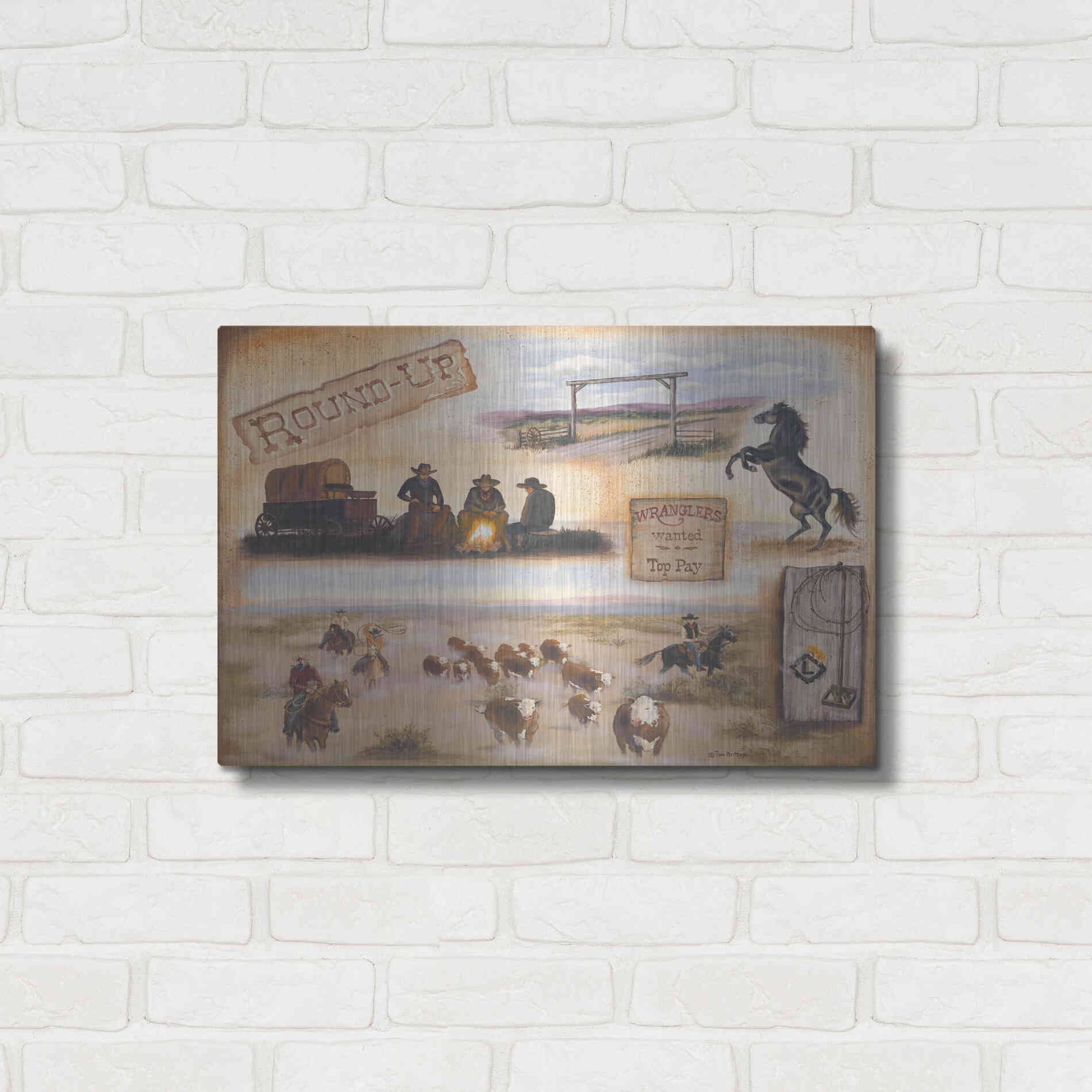 Luxe Metal Art 'Western II' by Pam Britton, Metal Wall Art,24x16