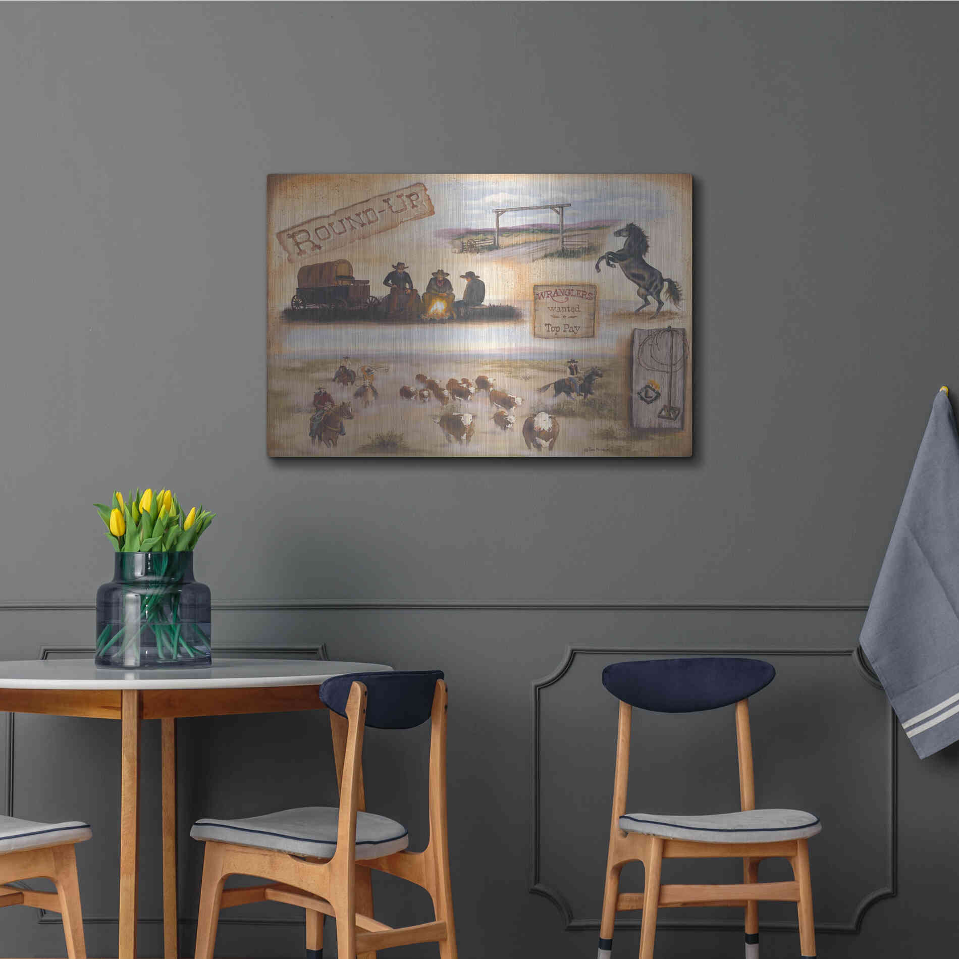 Luxe Metal Art 'Western II' by Pam Britton, Metal Wall Art,36x24