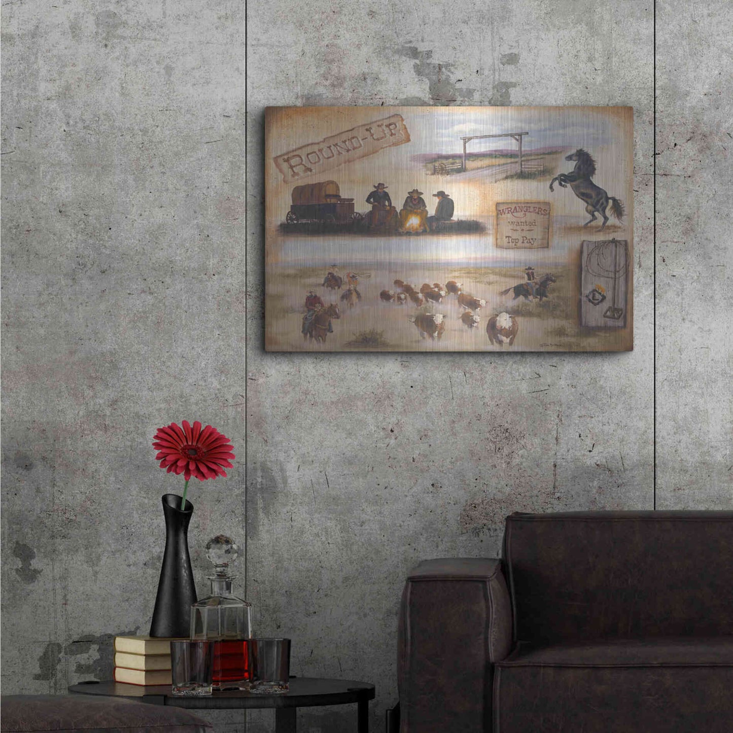 Luxe Metal Art 'Western II' by Pam Britton, Metal Wall Art,36x24