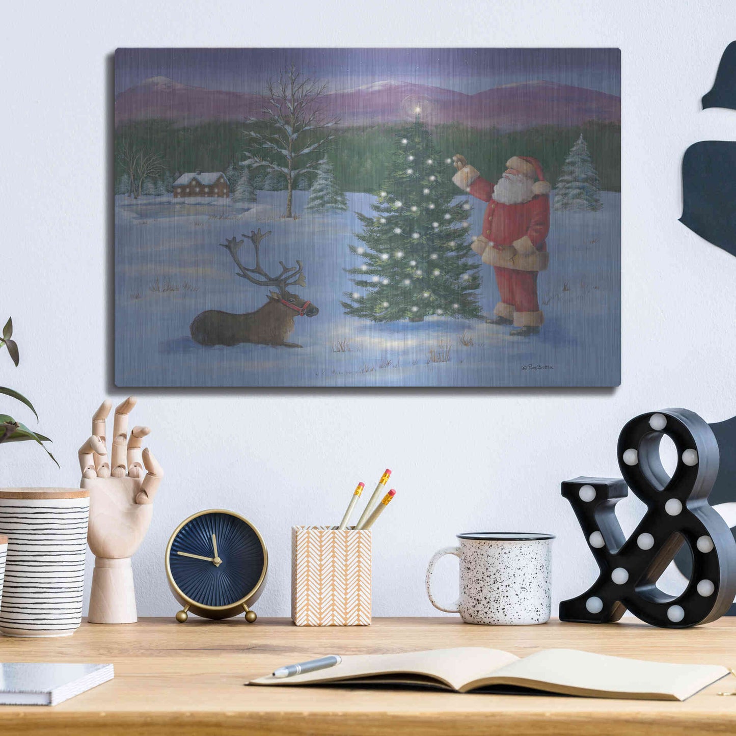 Luxe Metal Art 'Santa's Fun I' by Pam Britton, Metal Wall Art,16x12