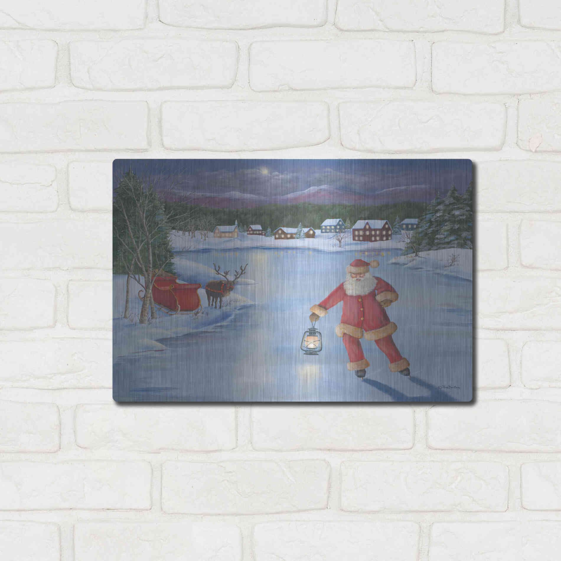 Luxe Metal Art 'Santa's Fun II' by Pam Britton, Metal Wall Art,16x12