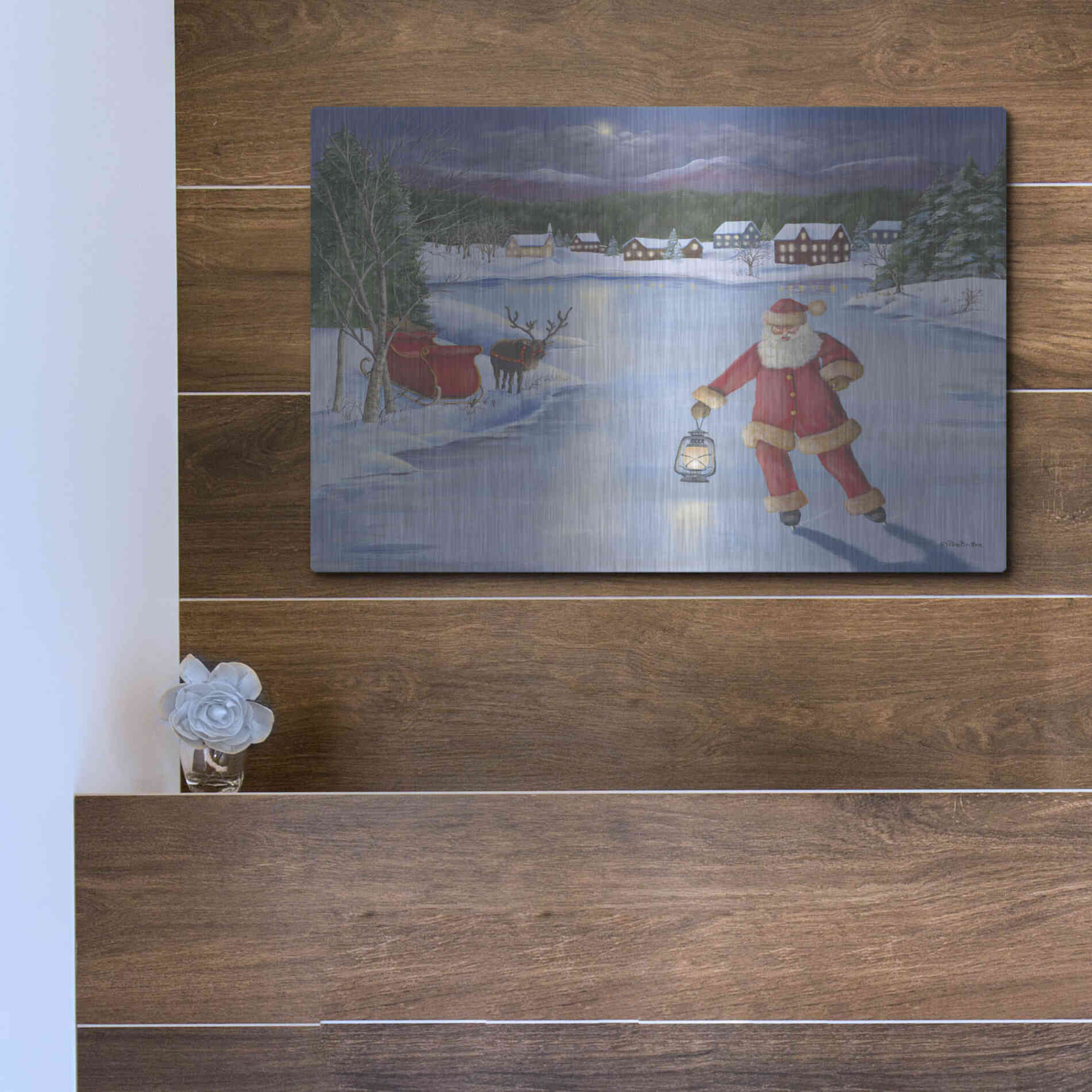 Luxe Metal Art 'Santa's Fun II' by Pam Britton, Metal Wall Art,16x12