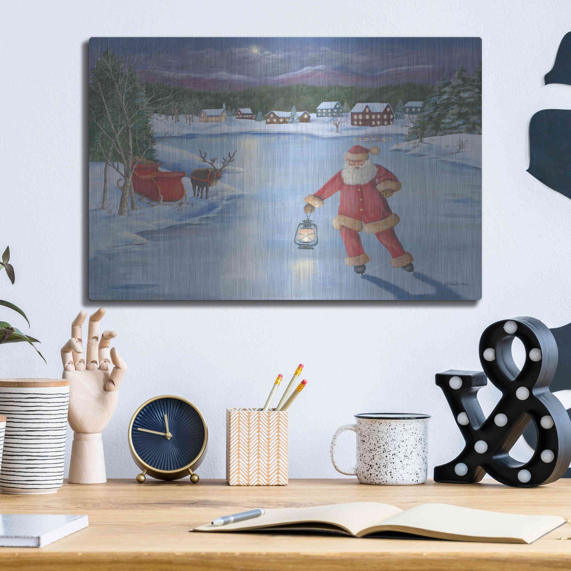 Luxe Metal Art 'Santa's Fun II' by Pam Britton, Metal Wall Art,16x12