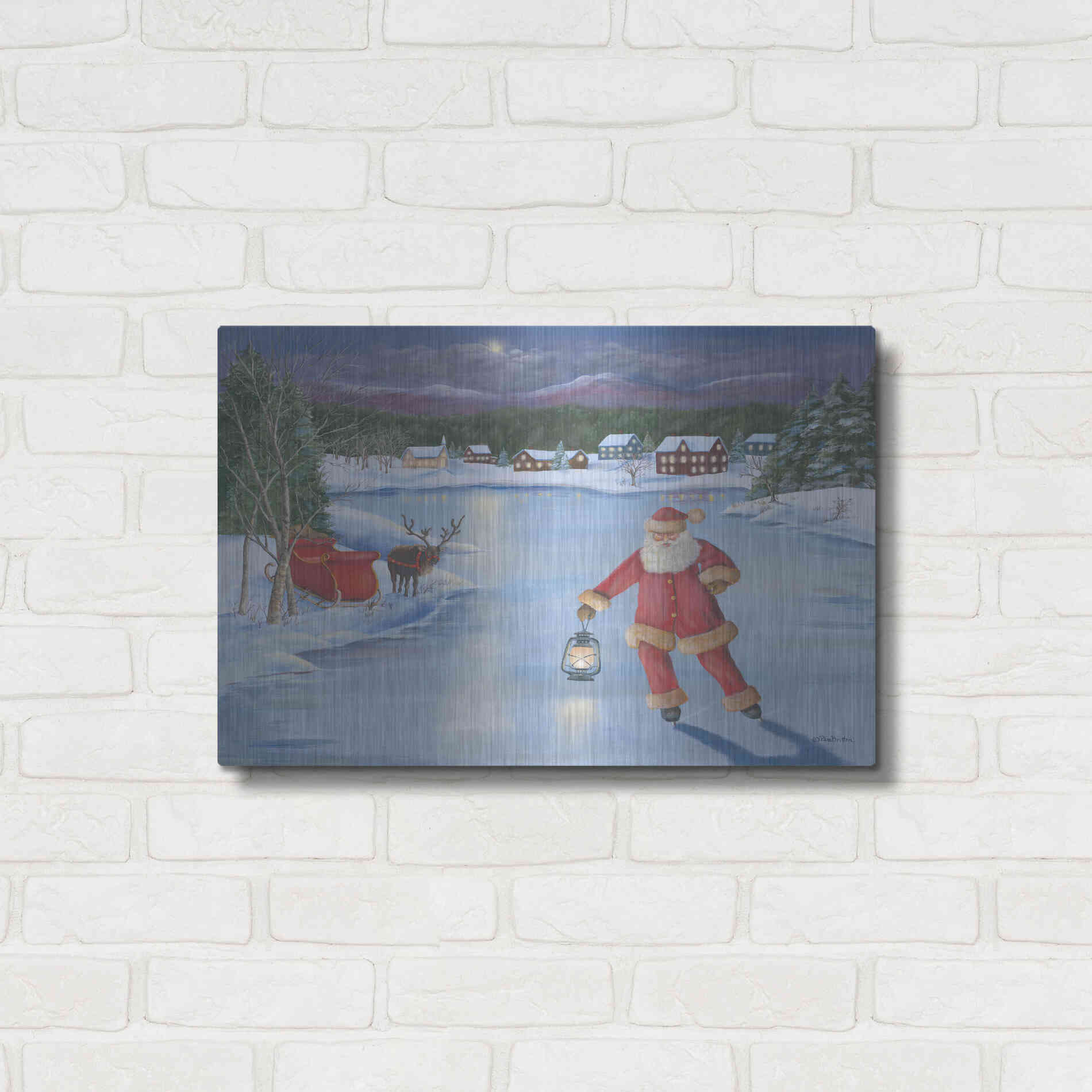 Luxe Metal Art 'Santa's Fun II' by Pam Britton, Metal Wall Art,24x16