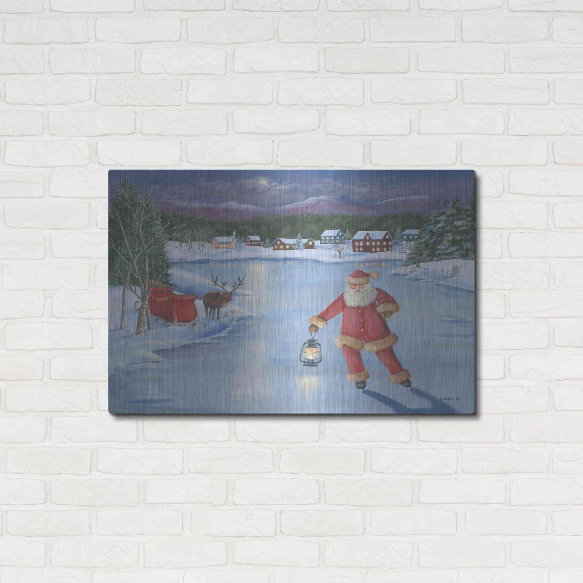 Luxe Metal Art 'Santa's Fun II' by Pam Britton, Metal Wall Art,36x24