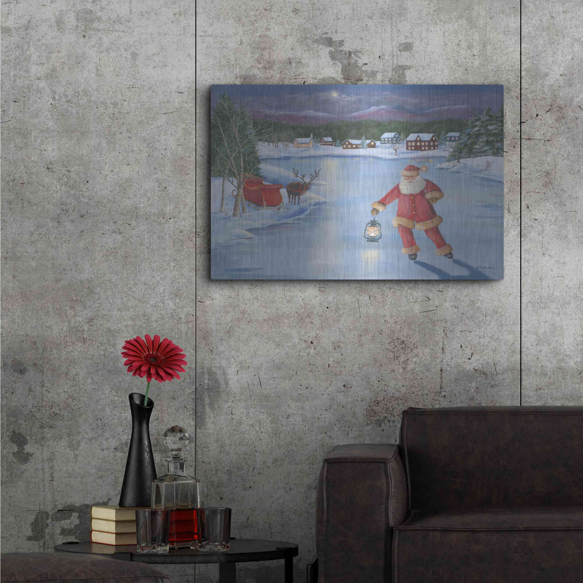 Luxe Metal Art 'Santa's Fun II' by Pam Britton, Metal Wall Art,36x24