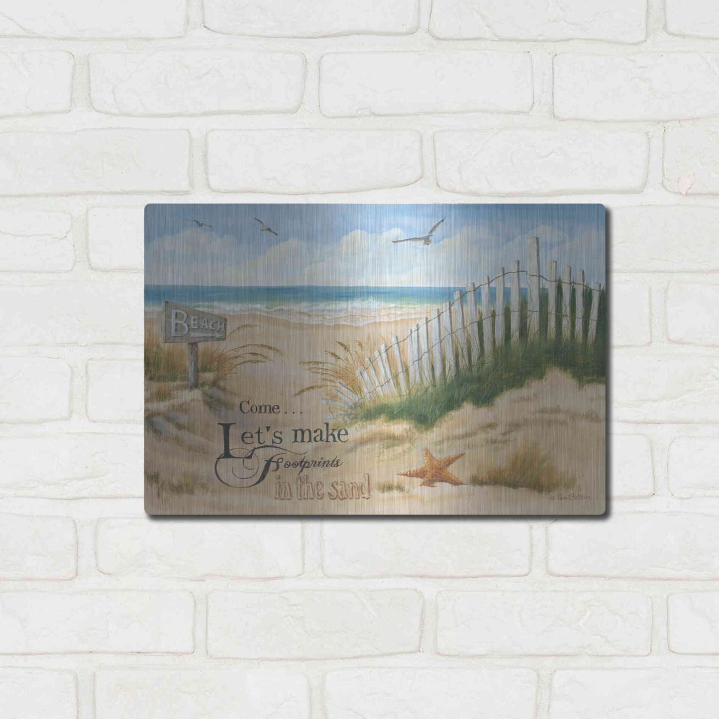 Luxe Metal Art 'Footprints' by Pam Britton, Metal Wall Art,16x12