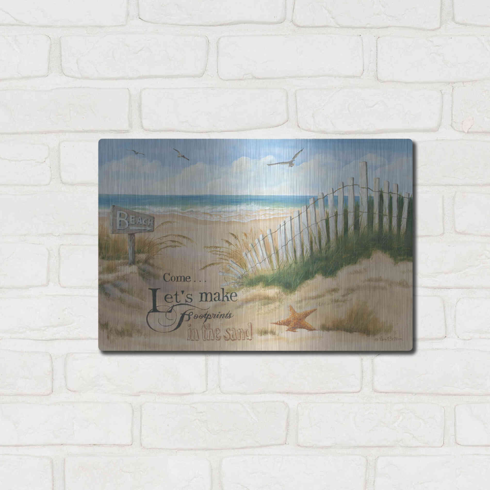 Luxe Metal Art 'Footprints' by Pam Britton, Metal Wall Art,16x12