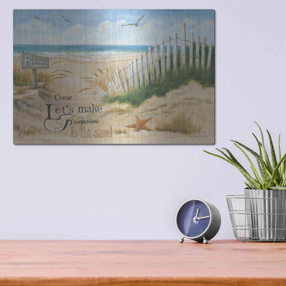 Luxe Metal Art 'Footprints' by Pam Britton, Metal Wall Art,16x12