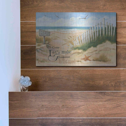 Luxe Metal Art 'Footprints' by Pam Britton, Metal Wall Art,16x12