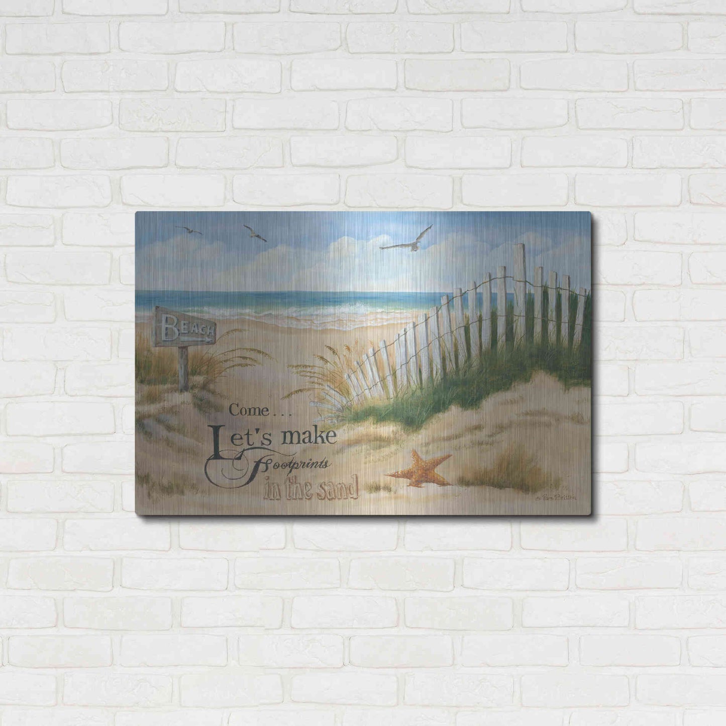 Luxe Metal Art 'Footprints' by Pam Britton, Metal Wall Art,36x24