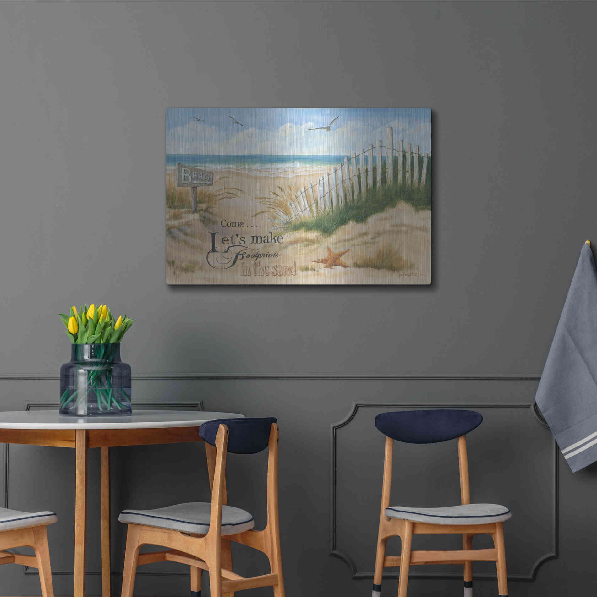 Luxe Metal Art 'Footprints' by Pam Britton, Metal Wall Art,36x24