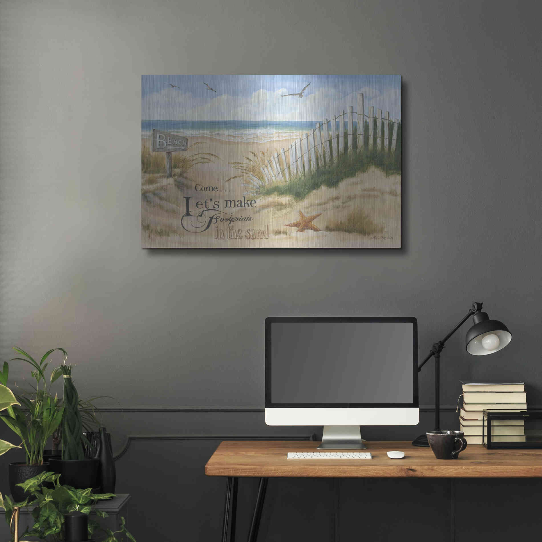 Luxe Metal Art 'Footprints' by Pam Britton, Metal Wall Art,36x24