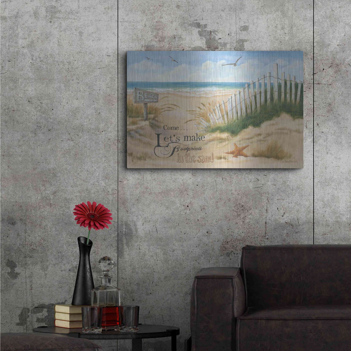 Luxe Metal Art 'Footprints' by Pam Britton, Metal Wall Art,36x24