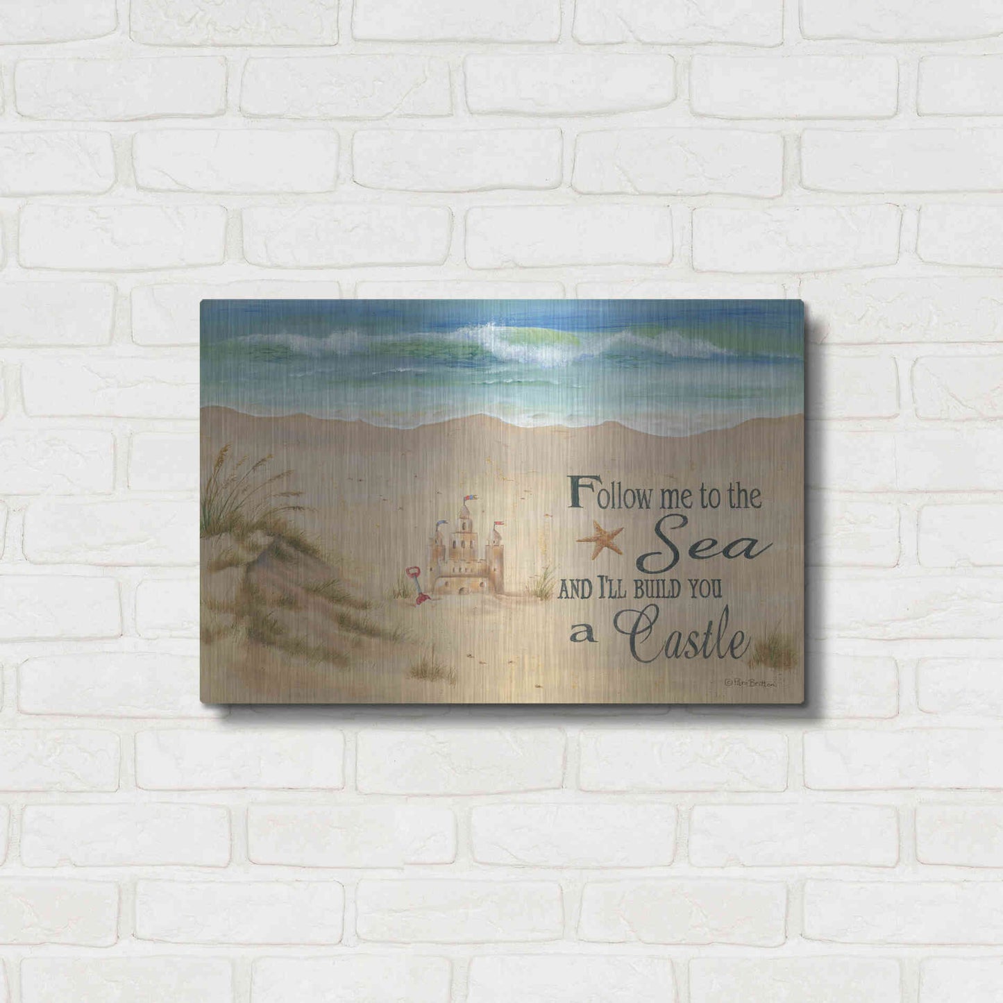 Luxe Metal Art 'Sandcastle' by Pam Britton, Metal Wall Art,24x16