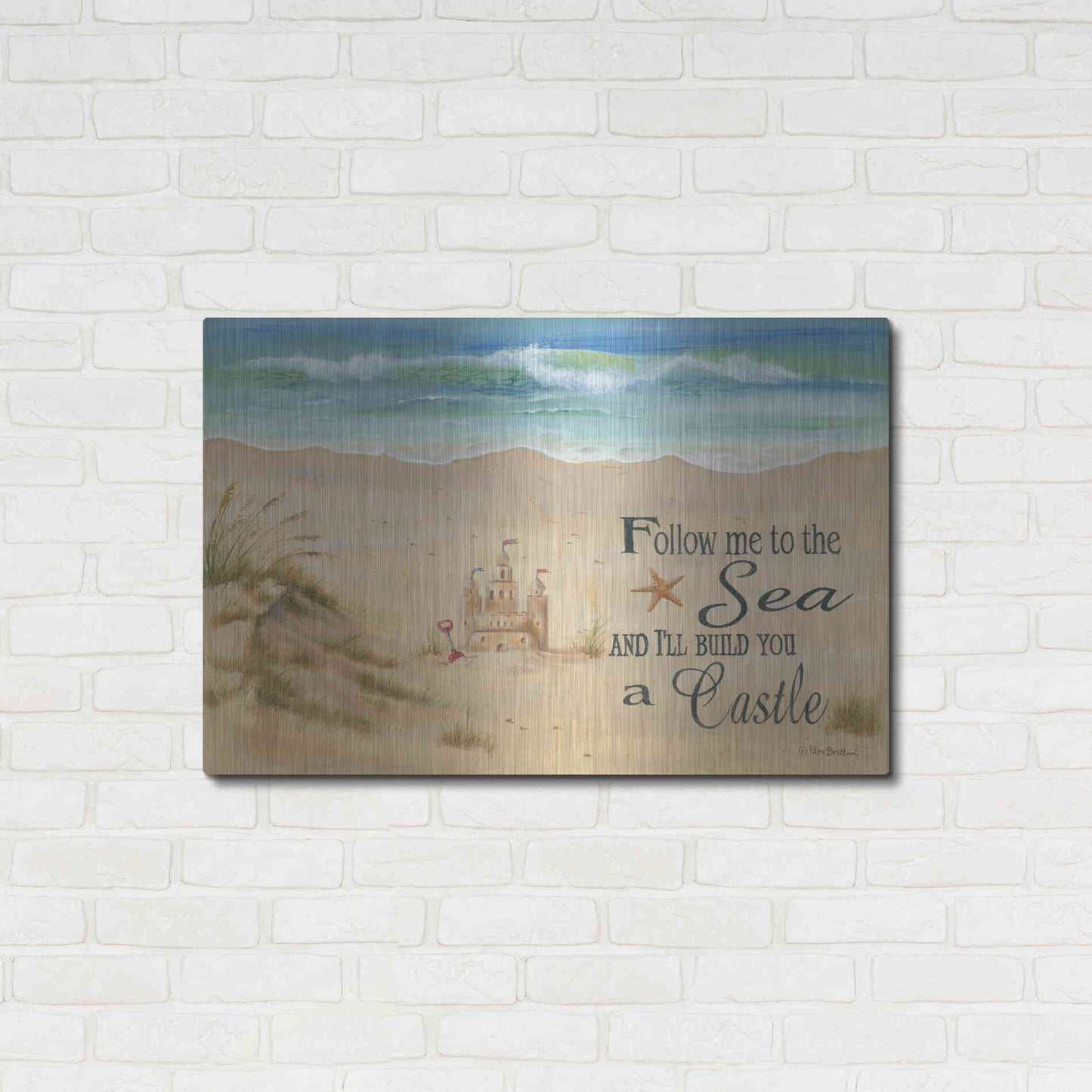 Luxe Metal Art 'Sandcastle' by Pam Britton, Metal Wall Art,36x24