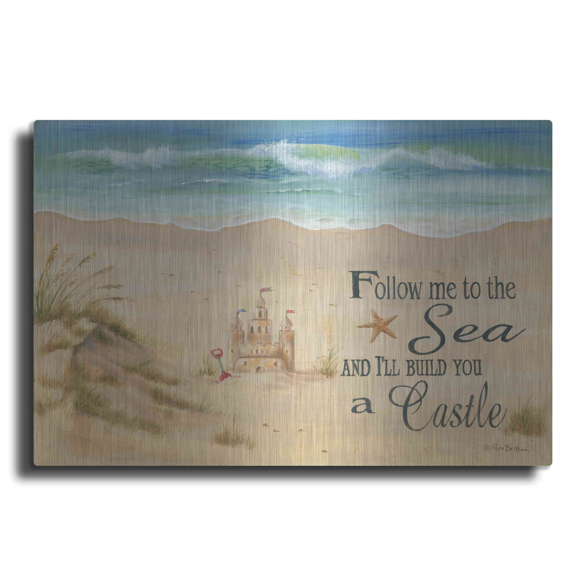 Luxe Metal Art 'Sandcastle' by Pam Britton, Metal Wall Art