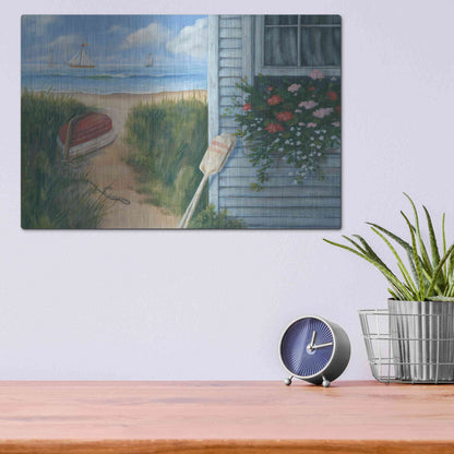 Luxe Metal Art 'Beach Cottage I' by Pam Britton, Metal Wall Art,16x12