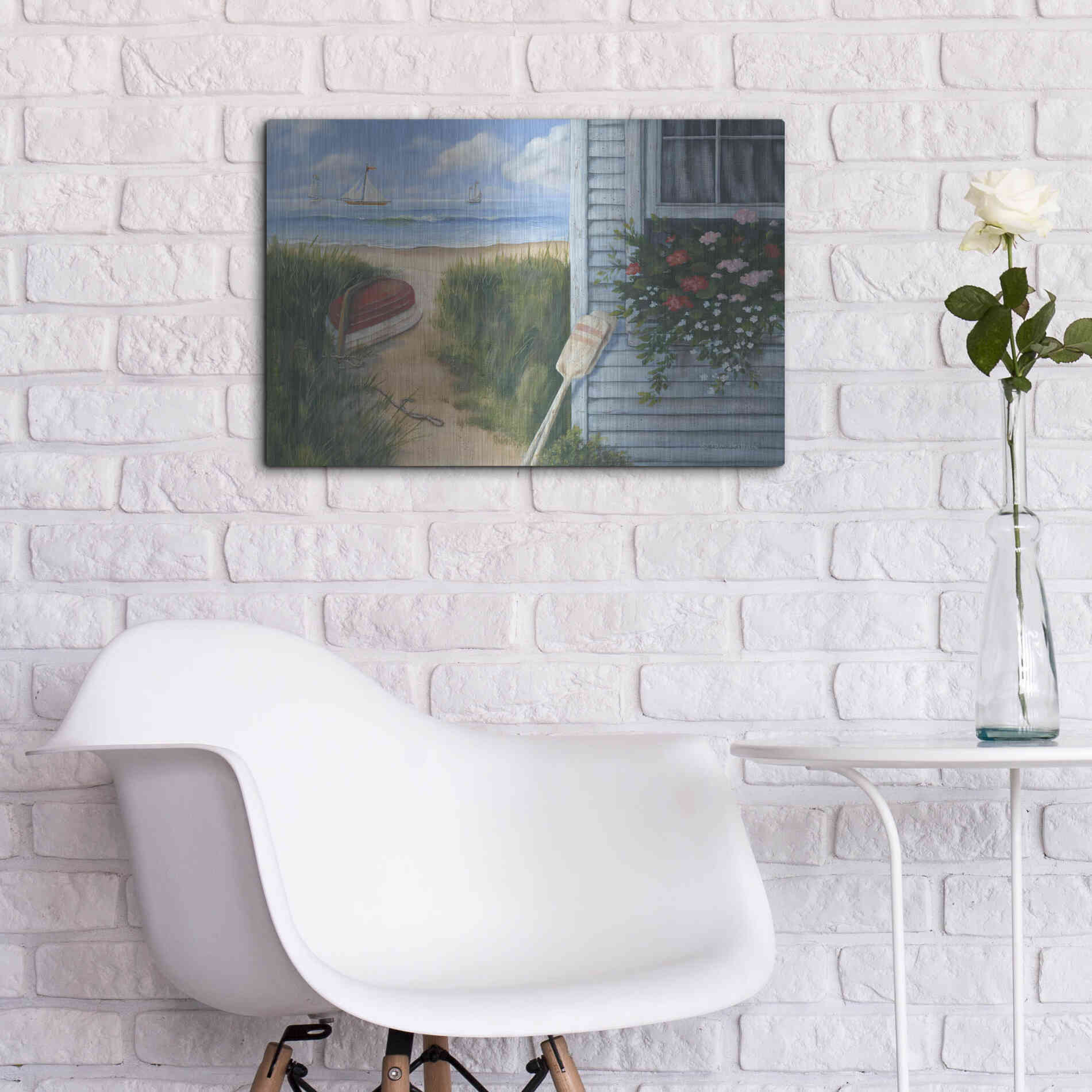 Luxe Metal Art 'Beach Cottage I' by Pam Britton, Metal Wall Art,24x16