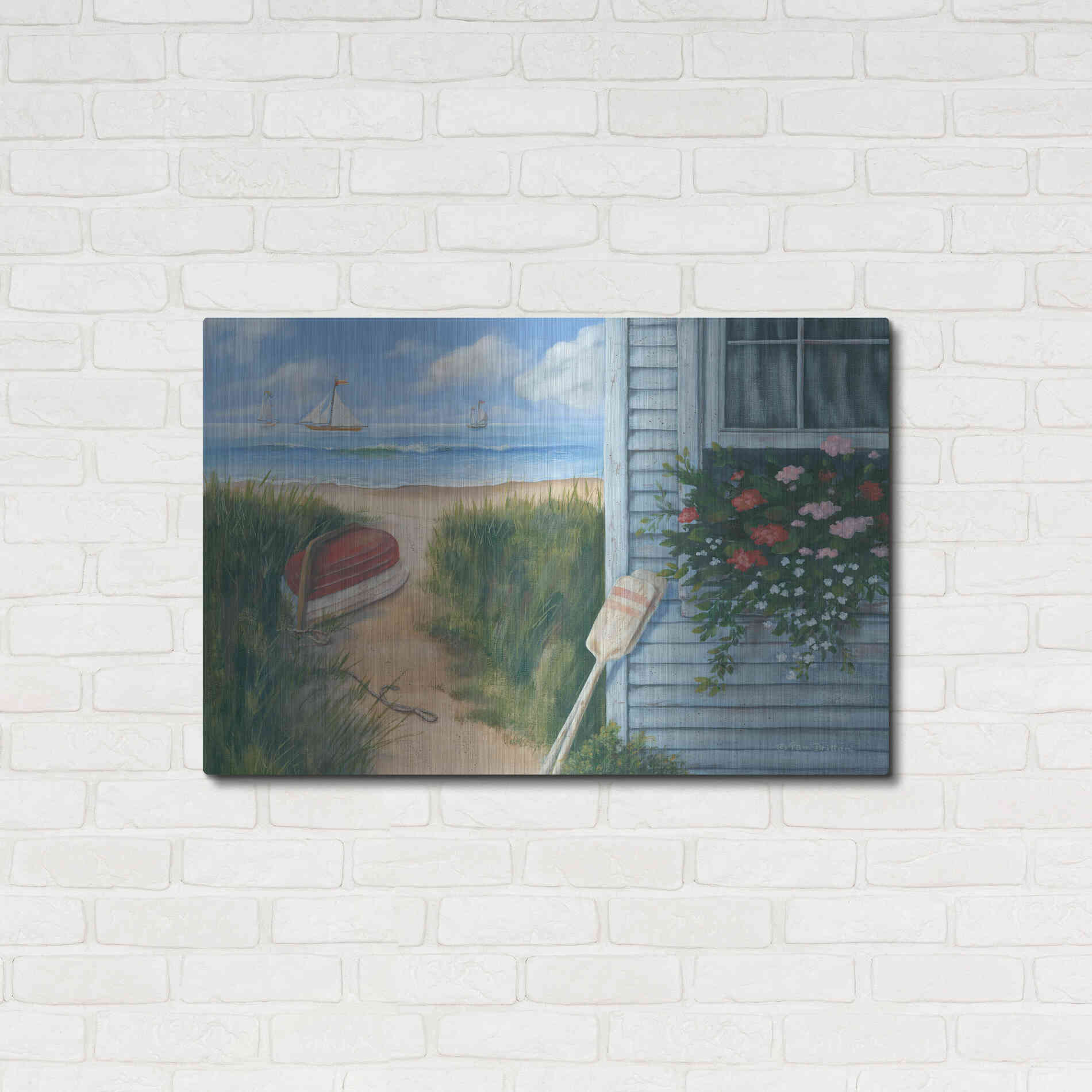 Luxe Metal Art 'Beach Cottage I' by Pam Britton, Metal Wall Art,36x24