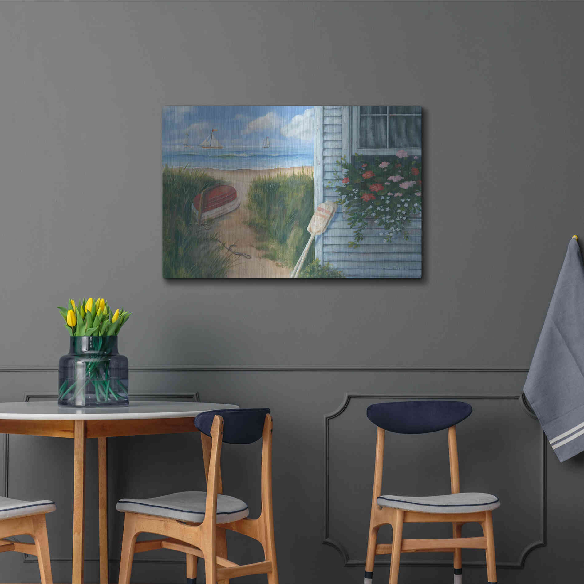 Luxe Metal Art 'Beach Cottage I' by Pam Britton, Metal Wall Art,36x24