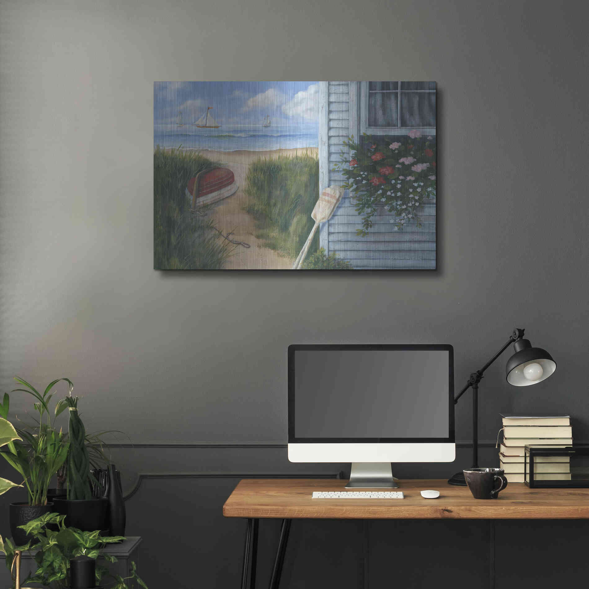 Luxe Metal Art 'Beach Cottage I' by Pam Britton, Metal Wall Art,36x24