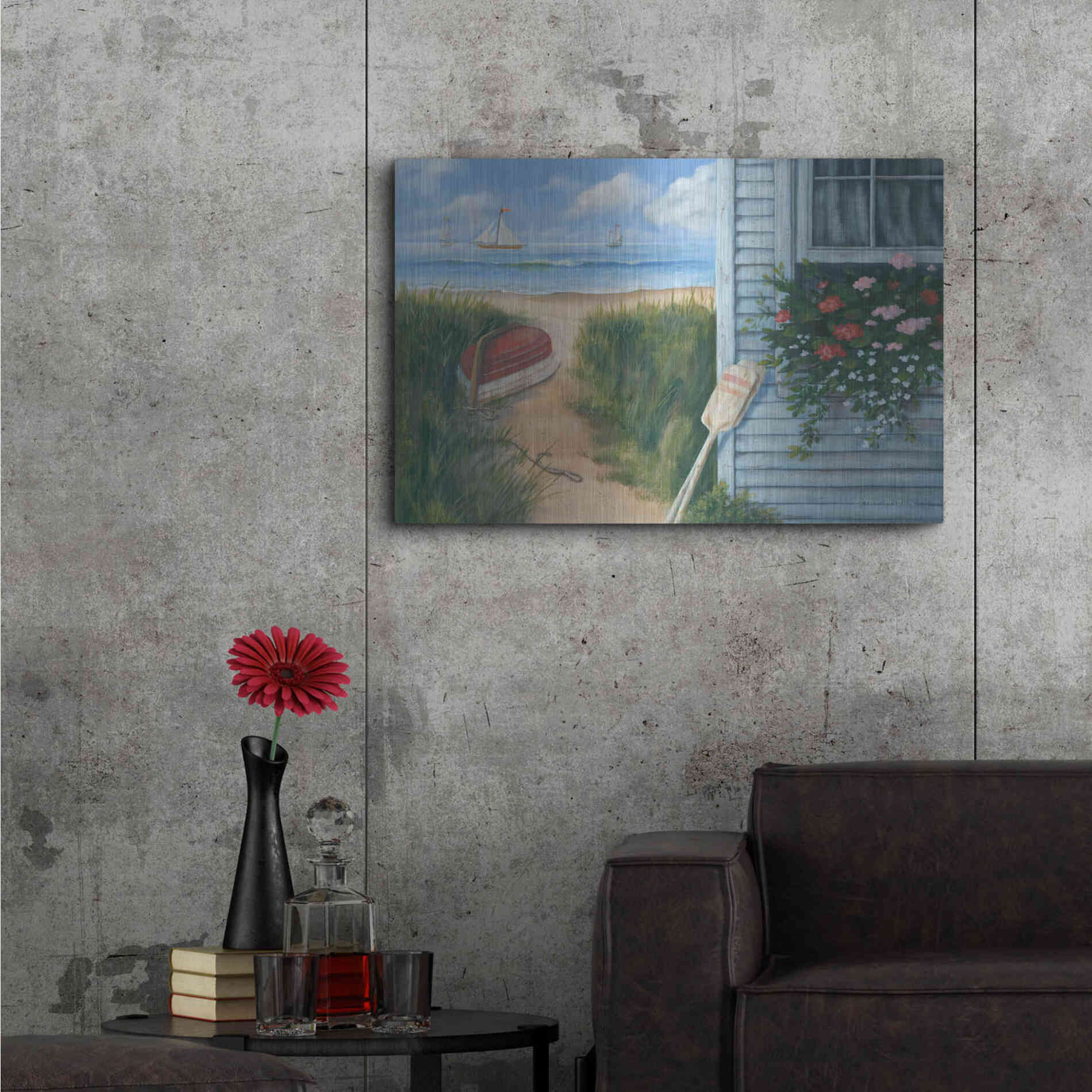 Luxe Metal Art 'Beach Cottage I' by Pam Britton, Metal Wall Art,36x24