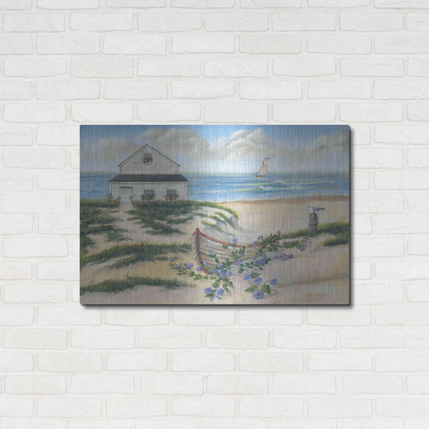 Luxe Metal Art 'Beach Cottage II' by Pam Britton, Metal Wall Art,36x24