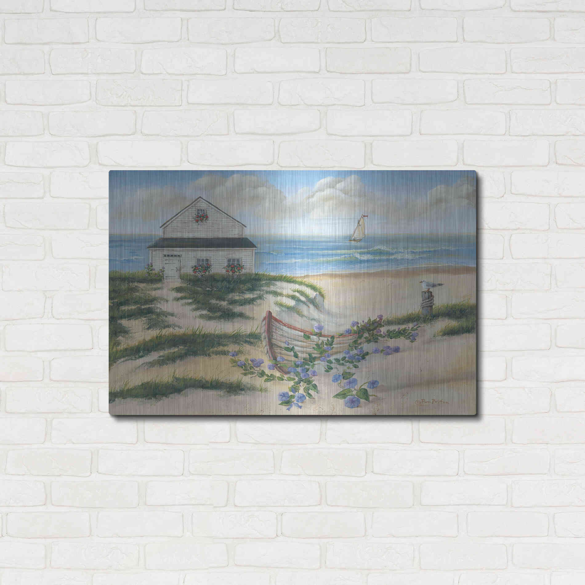 Luxe Metal Art 'Beach Cottage II' by Pam Britton, Metal Wall Art,36x24
