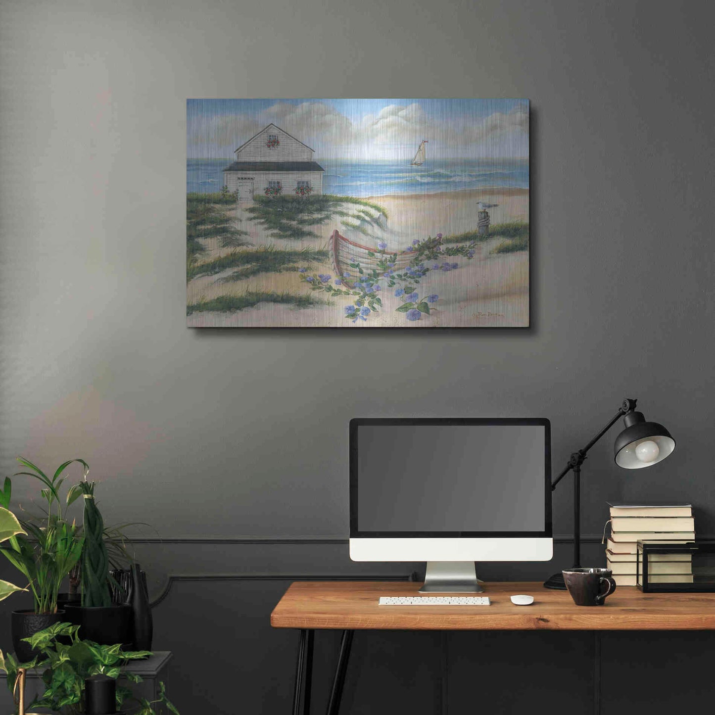 Luxe Metal Art 'Beach Cottage II' by Pam Britton, Metal Wall Art,36x24