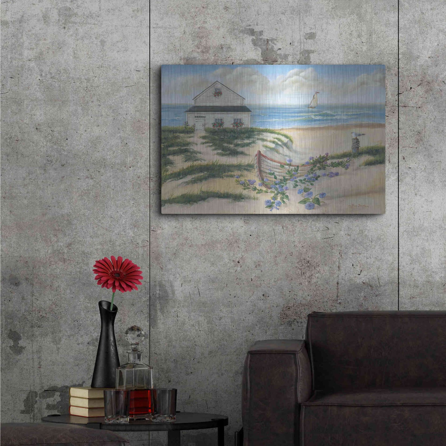Luxe Metal Art 'Beach Cottage II' by Pam Britton, Metal Wall Art,36x24