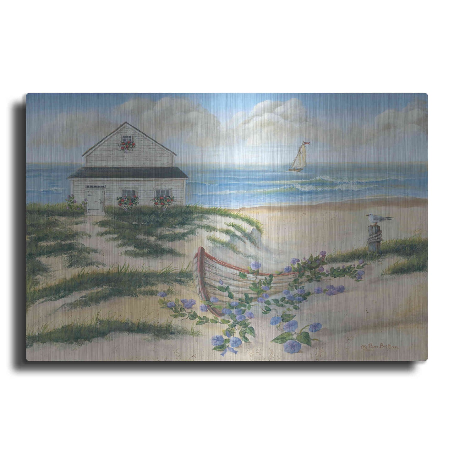 Luxe Metal Art 'Beach Cottage II' by Pam Britton, Metal Wall Art