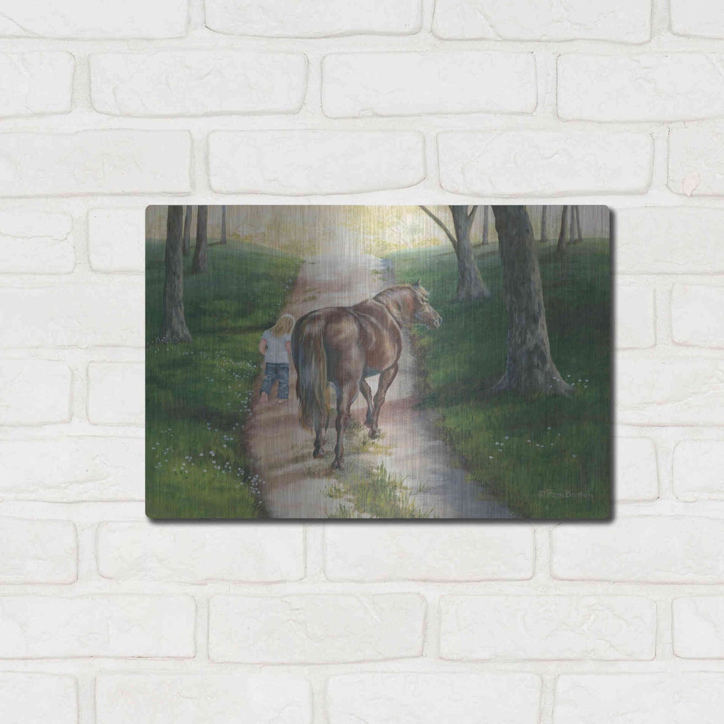 Luxe Metal Art 'Early Morning Stroll' by Pam Britton, Metal Wall Art,16x12