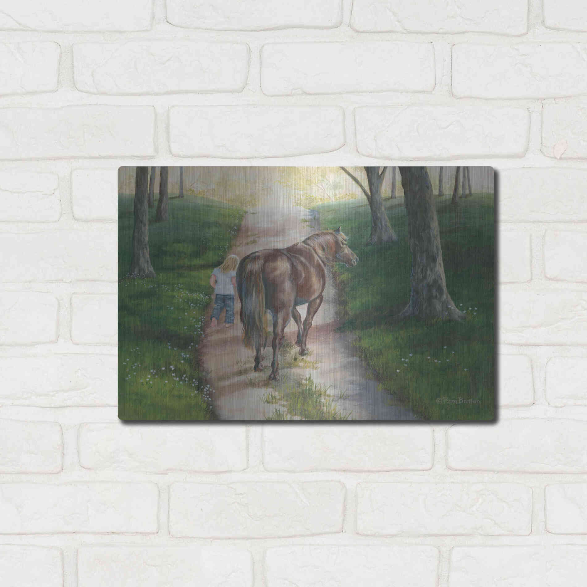 Luxe Metal Art 'Early Morning Stroll' by Pam Britton, Metal Wall Art,16x12