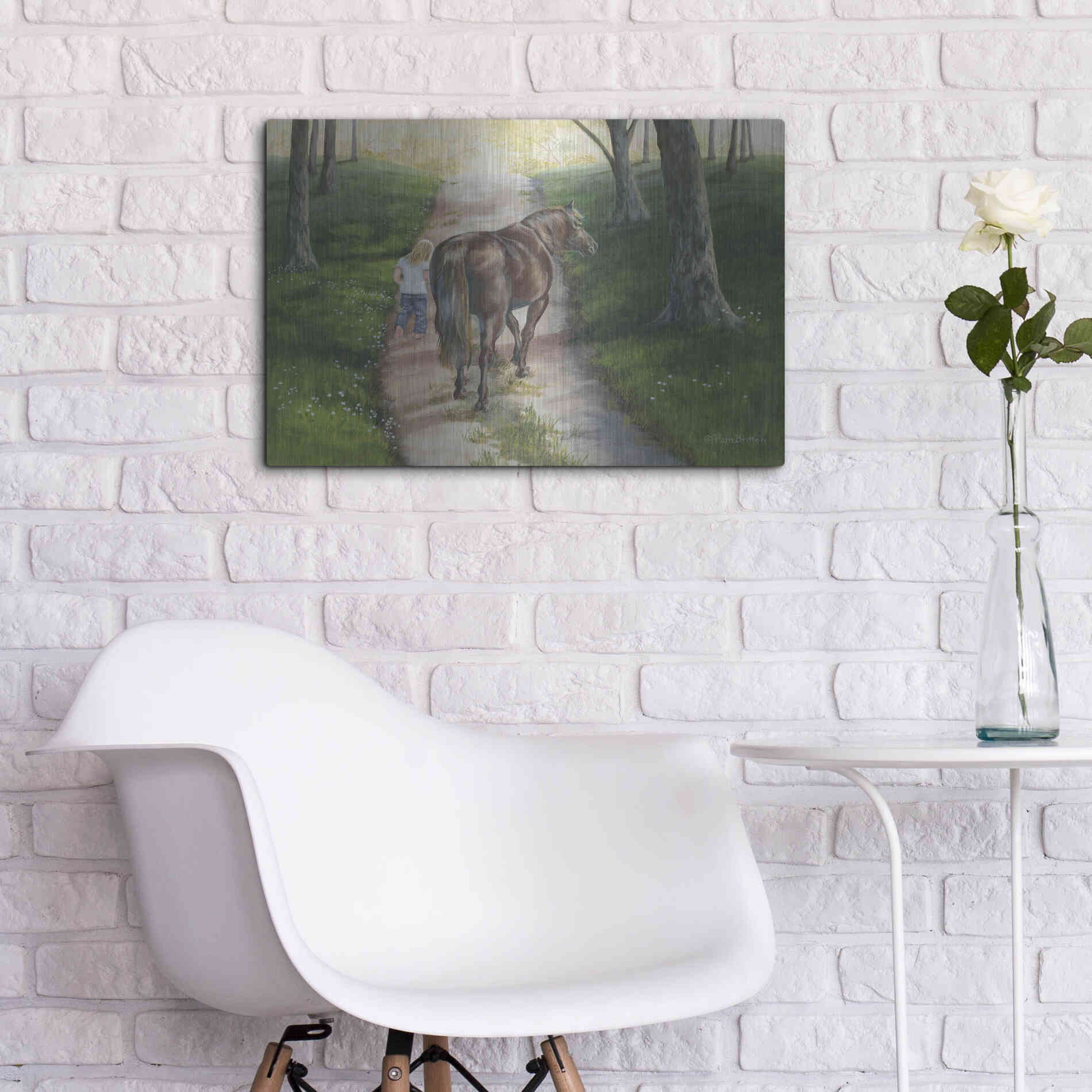 Luxe Metal Art 'Early Morning Stroll' by Pam Britton, Metal Wall Art,24x16