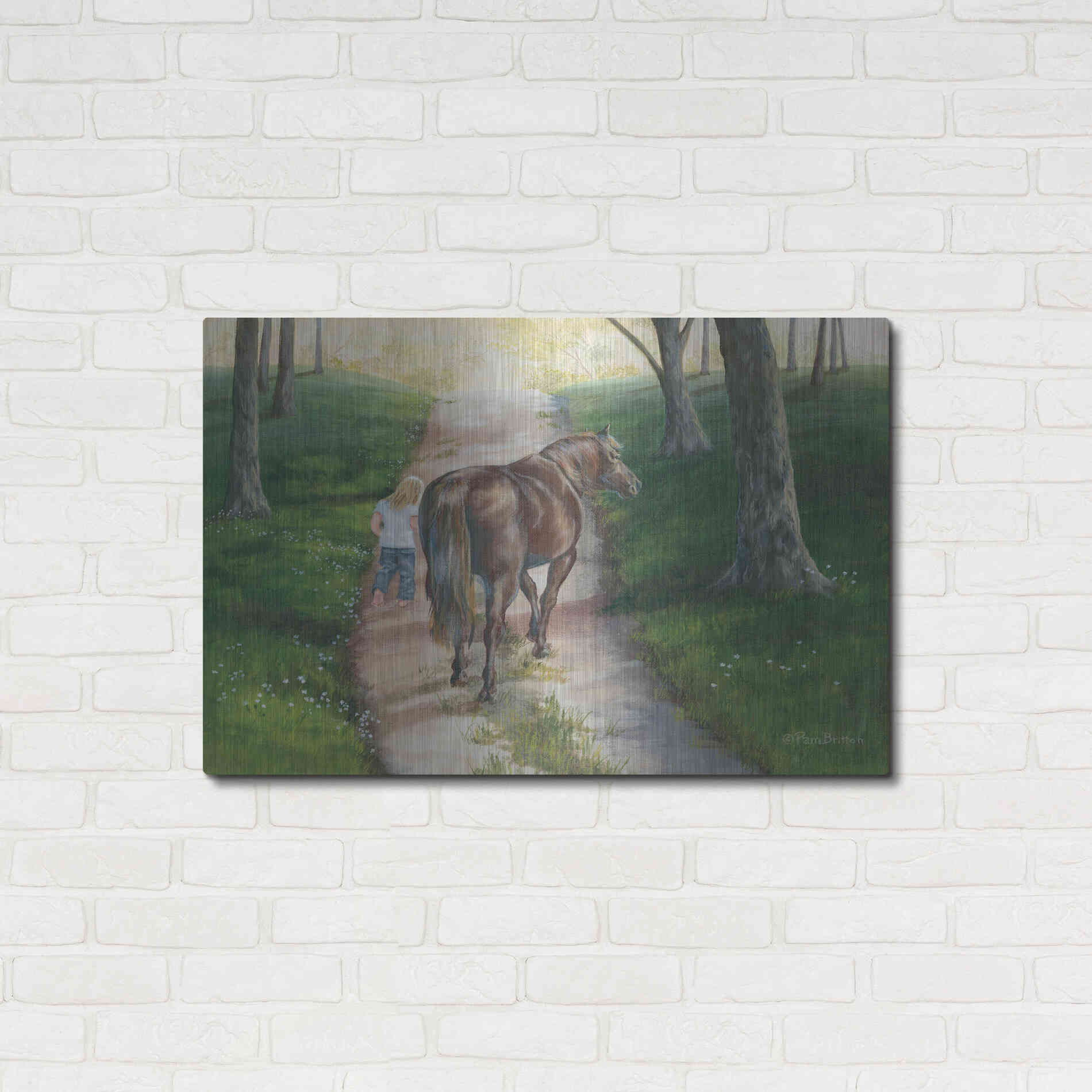 Luxe Metal Art 'Early Morning Stroll' by Pam Britton, Metal Wall Art,36x24