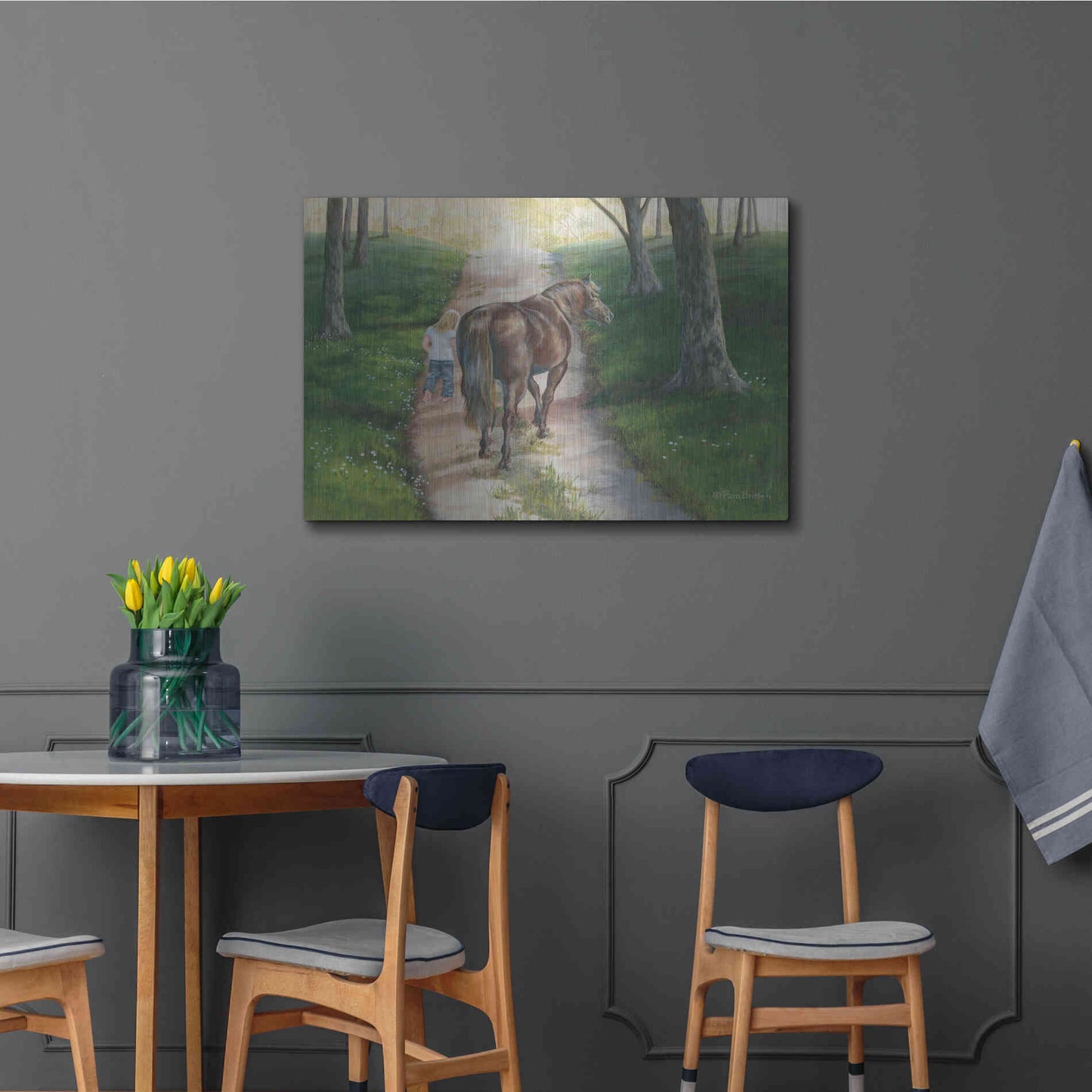 Luxe Metal Art 'Early Morning Stroll' by Pam Britton, Metal Wall Art,36x24