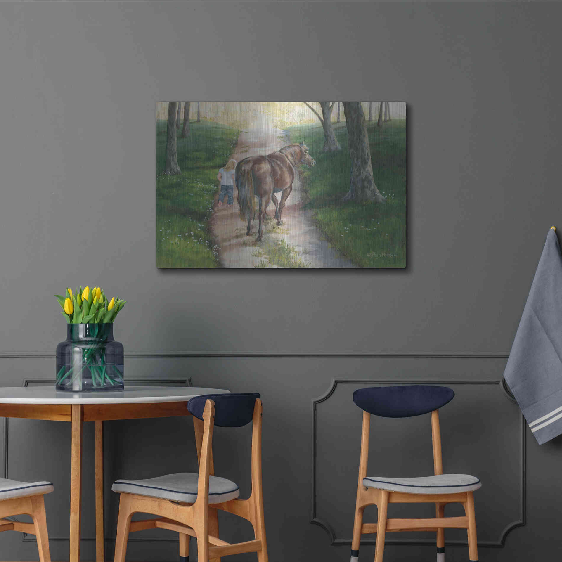 Luxe Metal Art 'Early Morning Stroll' by Pam Britton, Metal Wall Art,36x24