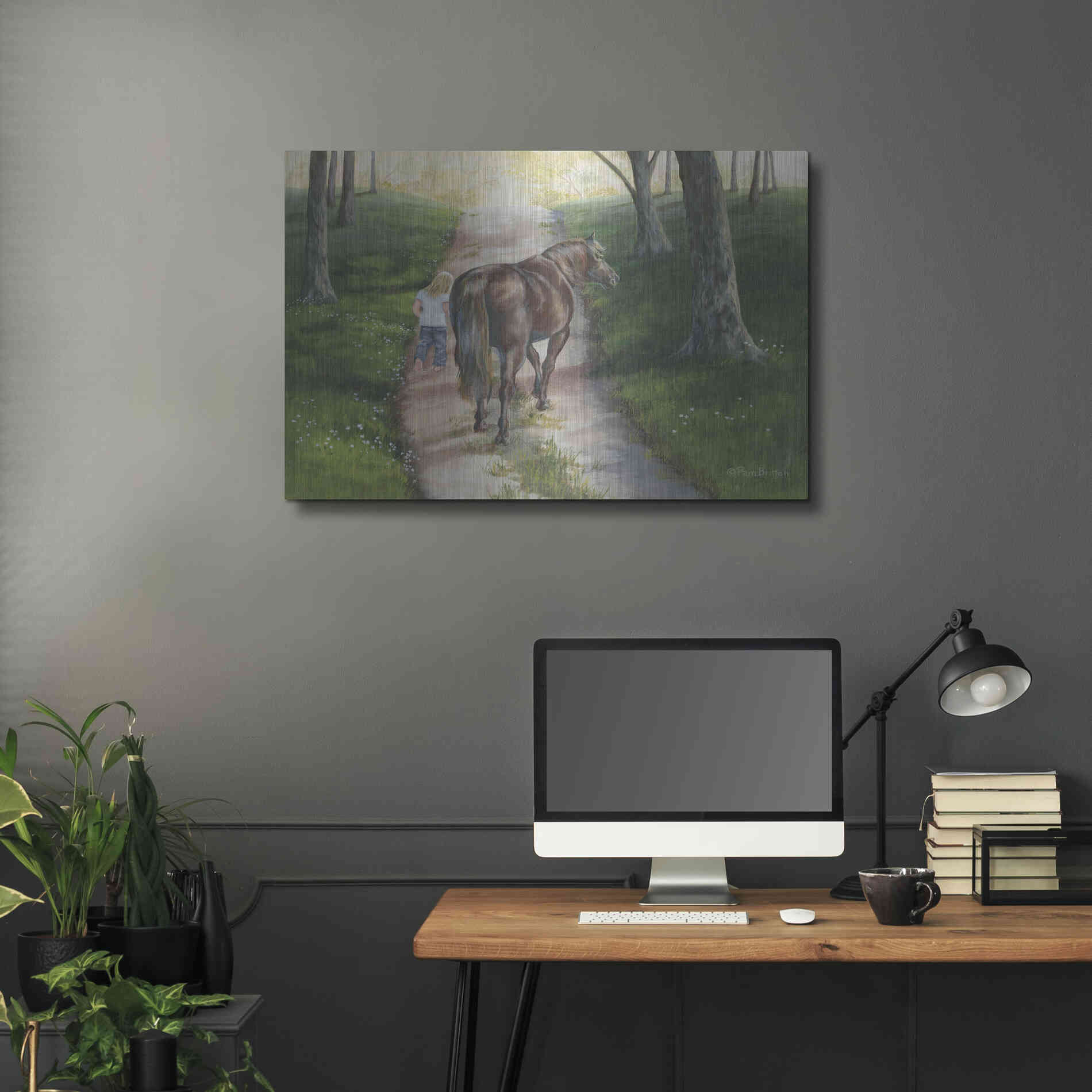 Luxe Metal Art 'Early Morning Stroll' by Pam Britton, Metal Wall Art,36x24