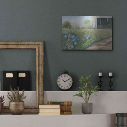 Luxe Metal Art 'Morning Glories & Hay Barn' by Pam Britton, Metal Wall Art,16x12