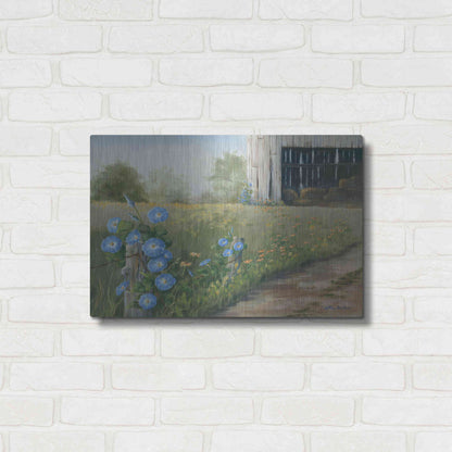 Luxe Metal Art 'Morning Glories & Hay Barn' by Pam Britton, Metal Wall Art,24x16
