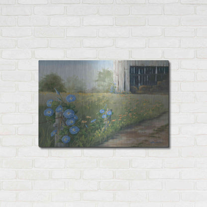 Luxe Metal Art 'Morning Glories & Hay Barn' by Pam Britton, Metal Wall Art,36x24
